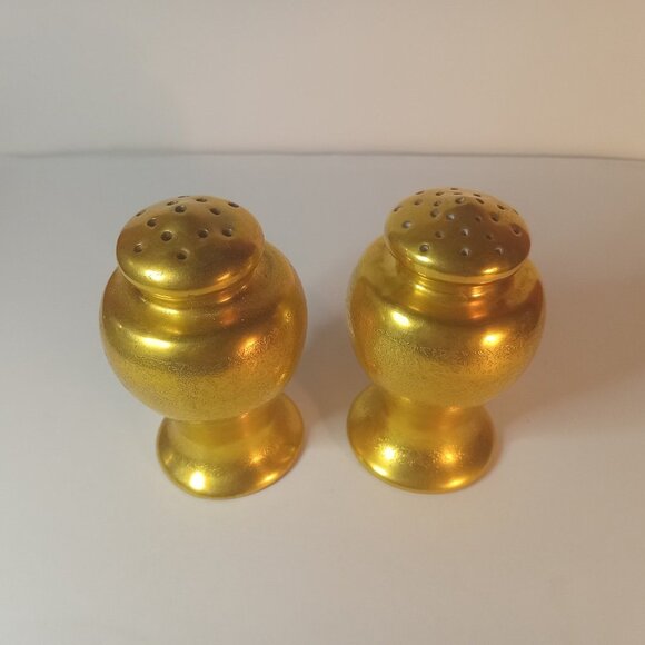 VINTAGE SET Of 22 kt. Encrusted Gold Picard Porcelain shakers 3" - Picture 11 of 12